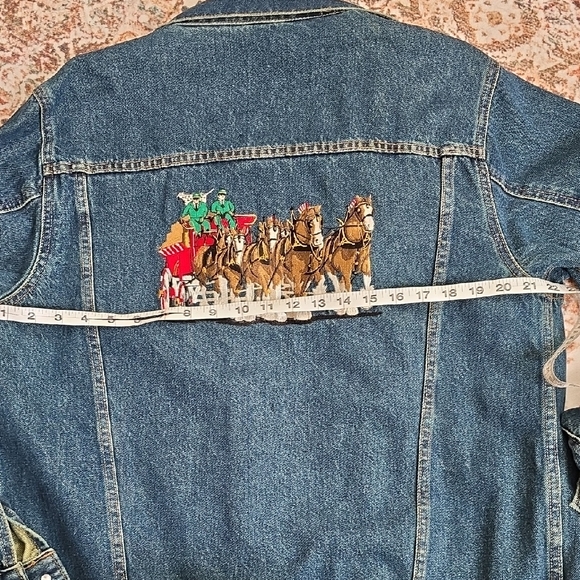 Vintage Men's Denim Budweiser Clydsedale Jacket Size Med - Picture 7 of 9